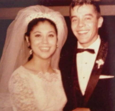 Carmen Medina with her husband Gilbert Perez on their wedding.